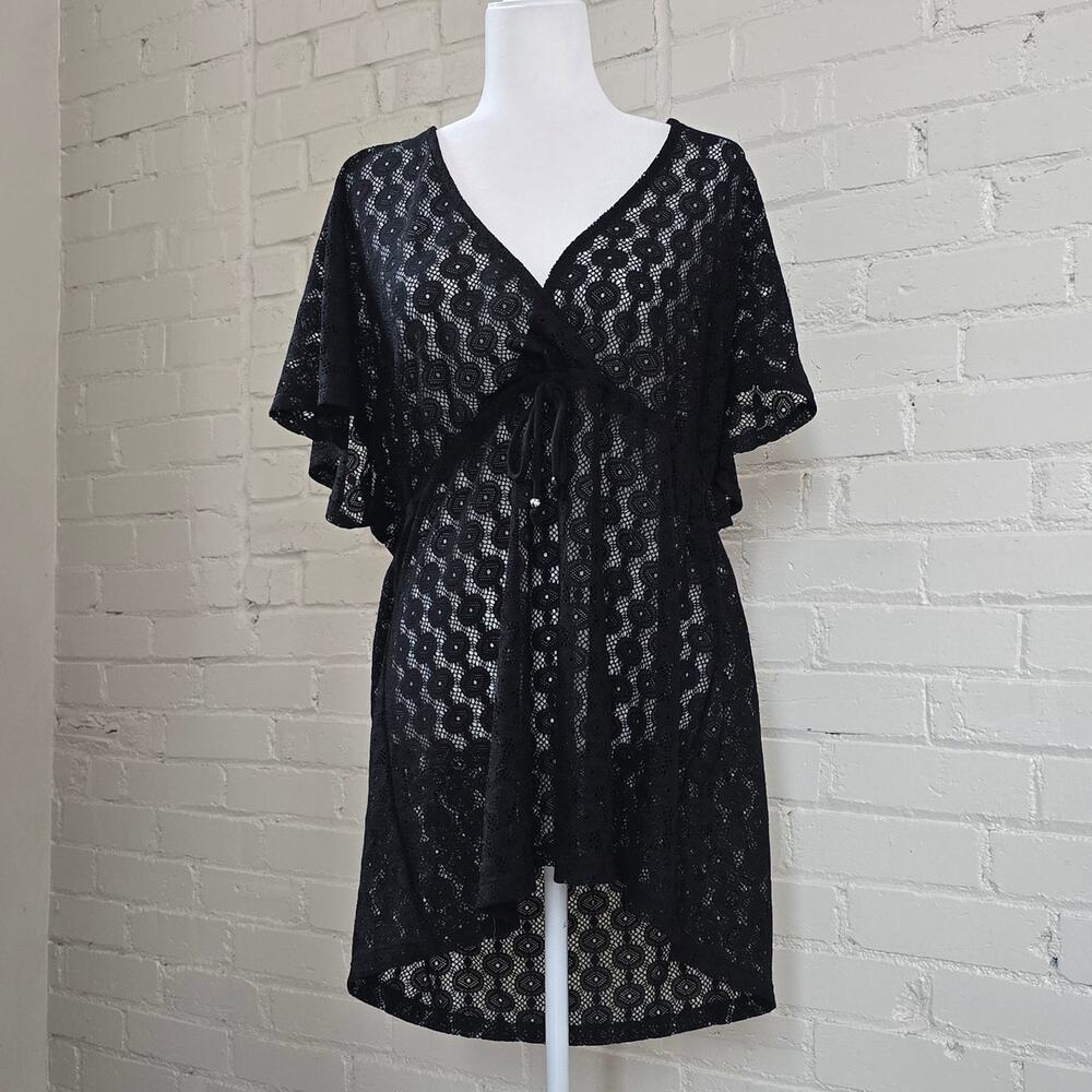 Black Crochet Style Swimsuit Coverup┃ Geometric Lace┃Apt. 9 XL┃Beach Lake Day
